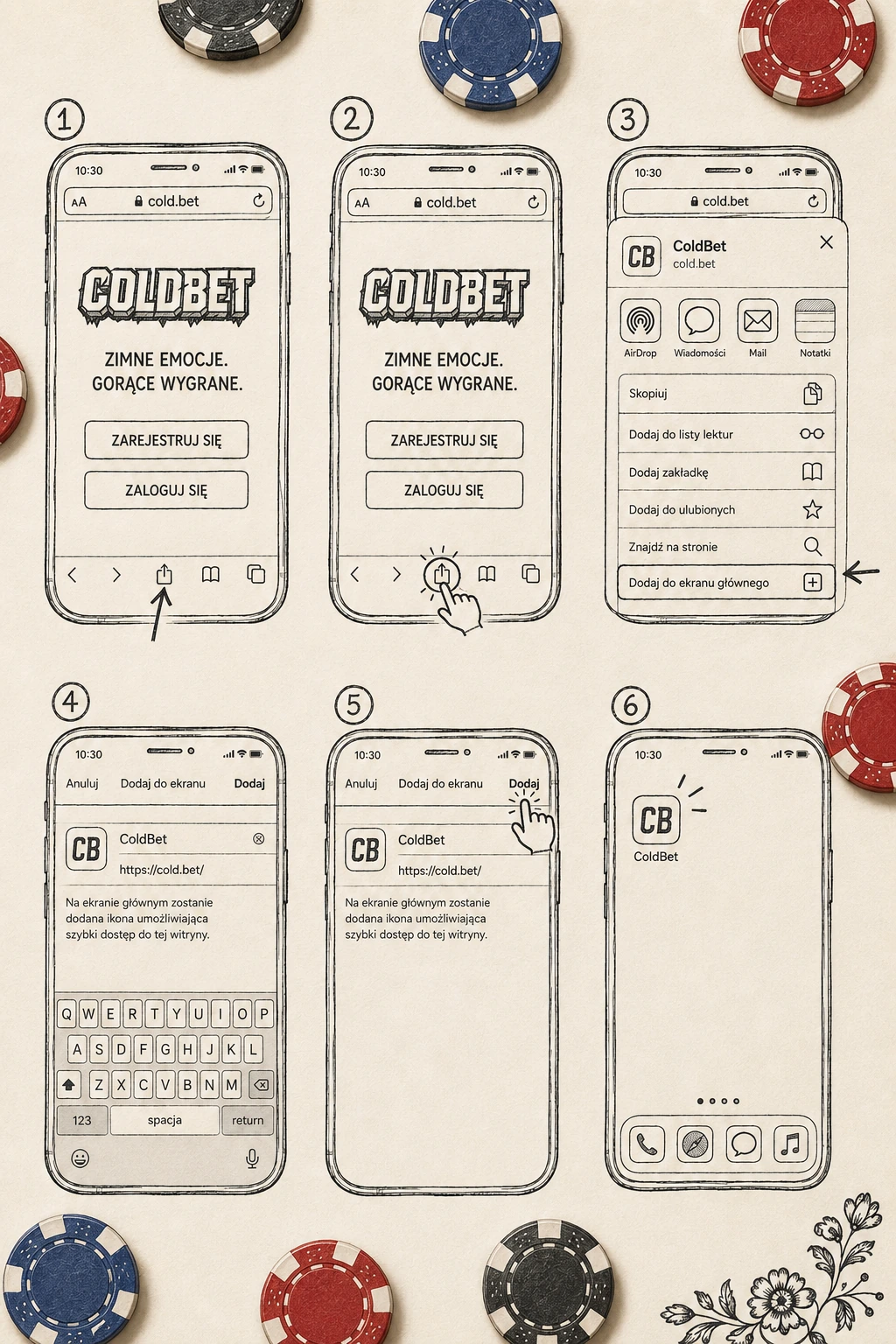 ColdBet iOS Safari dodaj do ekranu głównego